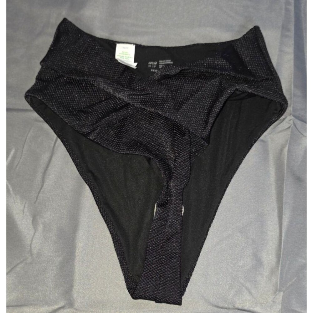 Aerie Black Swim Bathing Suit Bottom High Cut Cheeky Size XS New no Tags